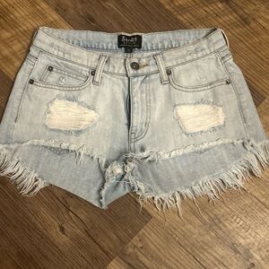 Bardot Blue Jean Shorts Distressed Vintage Style
